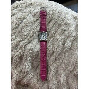 Analog Wristwatch With Pink Faux Croc Buckle Band Quartz Needs Battery